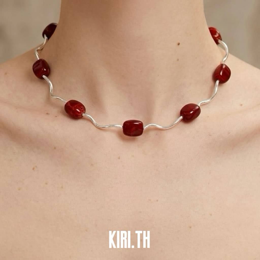 สร้อยลูกปัด สร้อยคอแฮนด์เมด ! สไตล์มินิมอล ปรับสายได้ รูปที่ 7