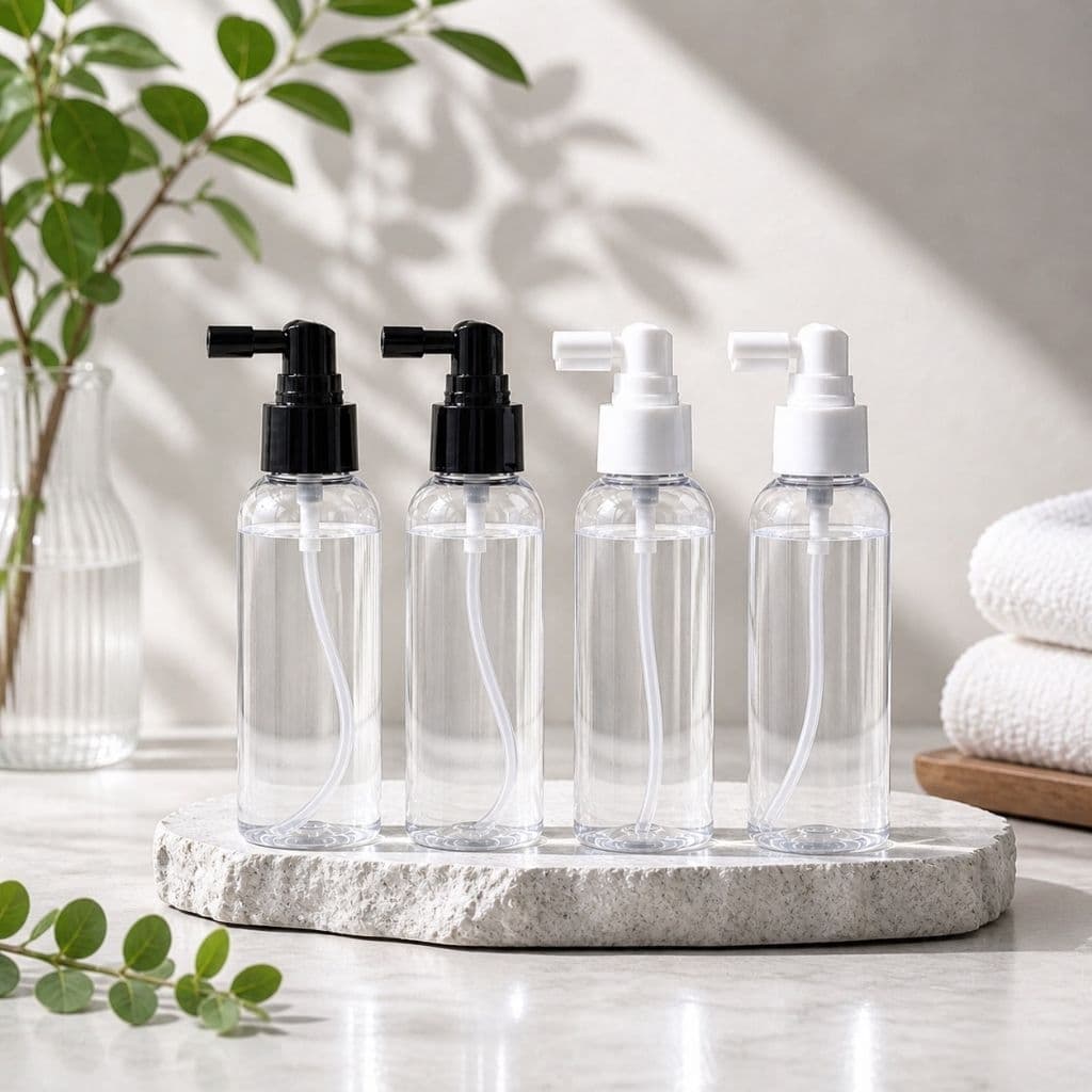 ขวดสเปรย์เอนกประสงค์ 100ML . พลาสติก PET ละอองละเอียด หัวสเปรย์ยาว ขวดใส พกพา ขวดแบ่ง น้ำยา แอลกอฮอล์ น้ำหอม รูปที่ 5