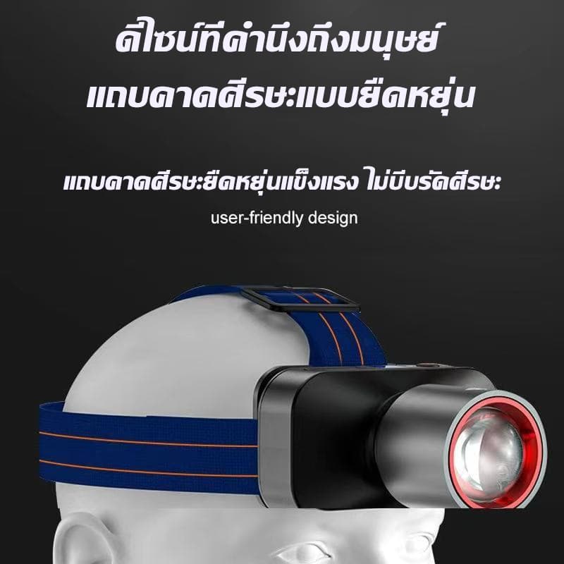 ไฟฉายคาดหัวแบตอึด48-72ชม ไฟฉายเดินป่า ส่องสว่างทางไกล ทนทานกันน้ำ จอแสดงผลอัจฉริยะ ใช้งานได้หลากหลาย ส่องไกล รูปที่ 6