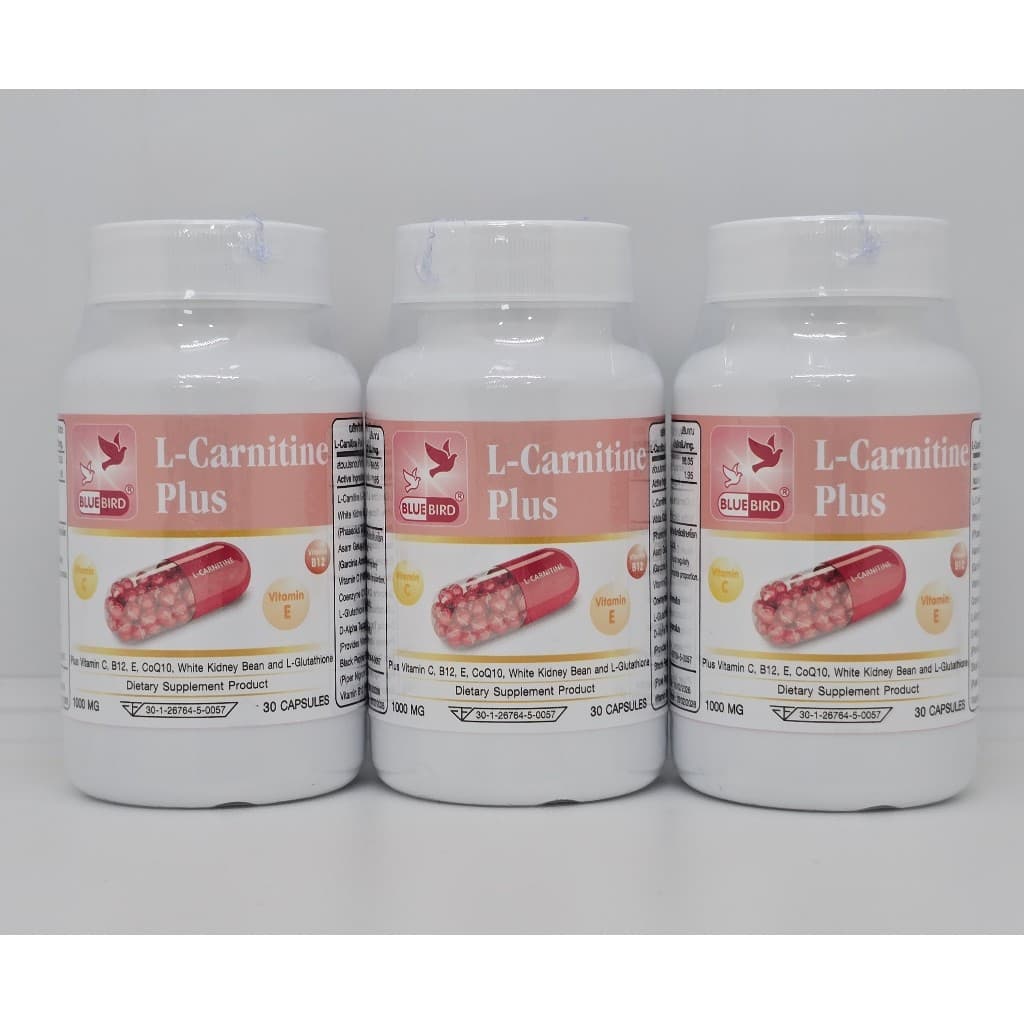 แอลคาร์นิทีน พลัส L-Carnitine Plus ตรา บลูเบิร์ด ขนาด 1000 มิลลิกรัม 30 แคปซูล รูปที่ 7