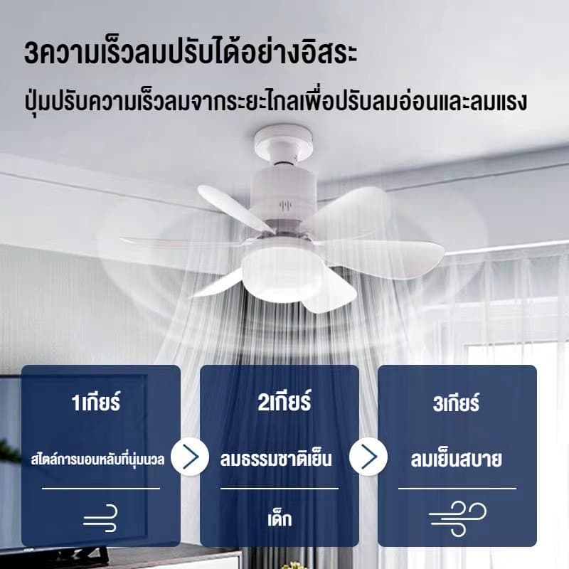 100W E27 ไฟพัดลมเพดาน LED ไฟพัดลมห้องนั่งเล่น/ห้องนอน ถอดออกได้ ปรับแสงได้ ไฟพัดลมติดเพดาน พร้อมรีโมท รูปที่ 3