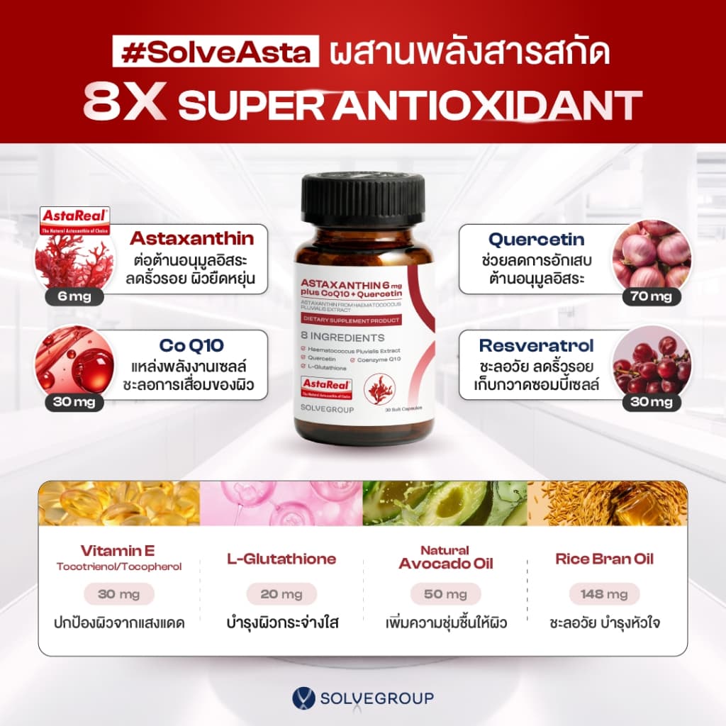 ASTAXANTHIN 6mg plus CoQ10 + Quercetin 1 กระปุก รูปที่ 6