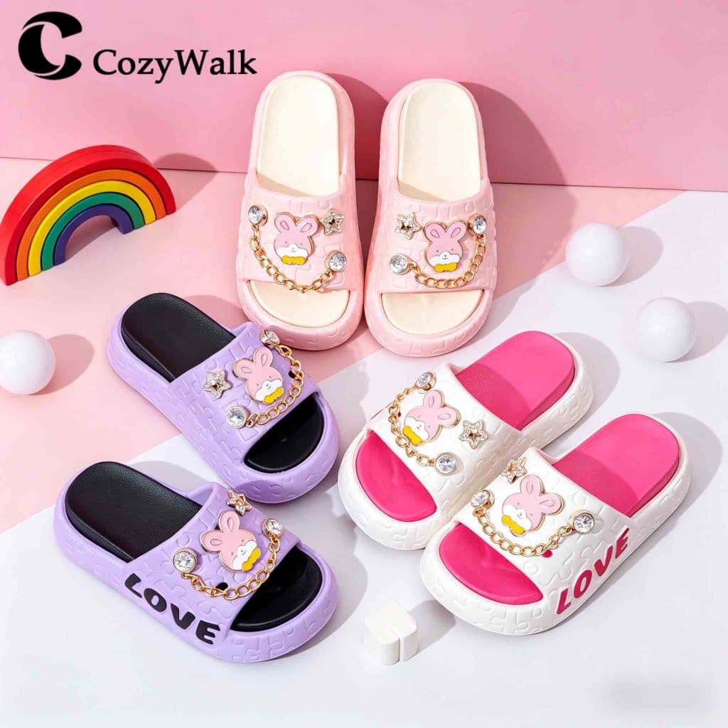 CozyWalk รองเท้าแตะเด็ก EVA ลายกระต่ายน่ารัก พื้นหนานุ่ม กันลื่น น้ำหนักเบา ใส่สบาย ไซส์24-35 รูปที่ 3