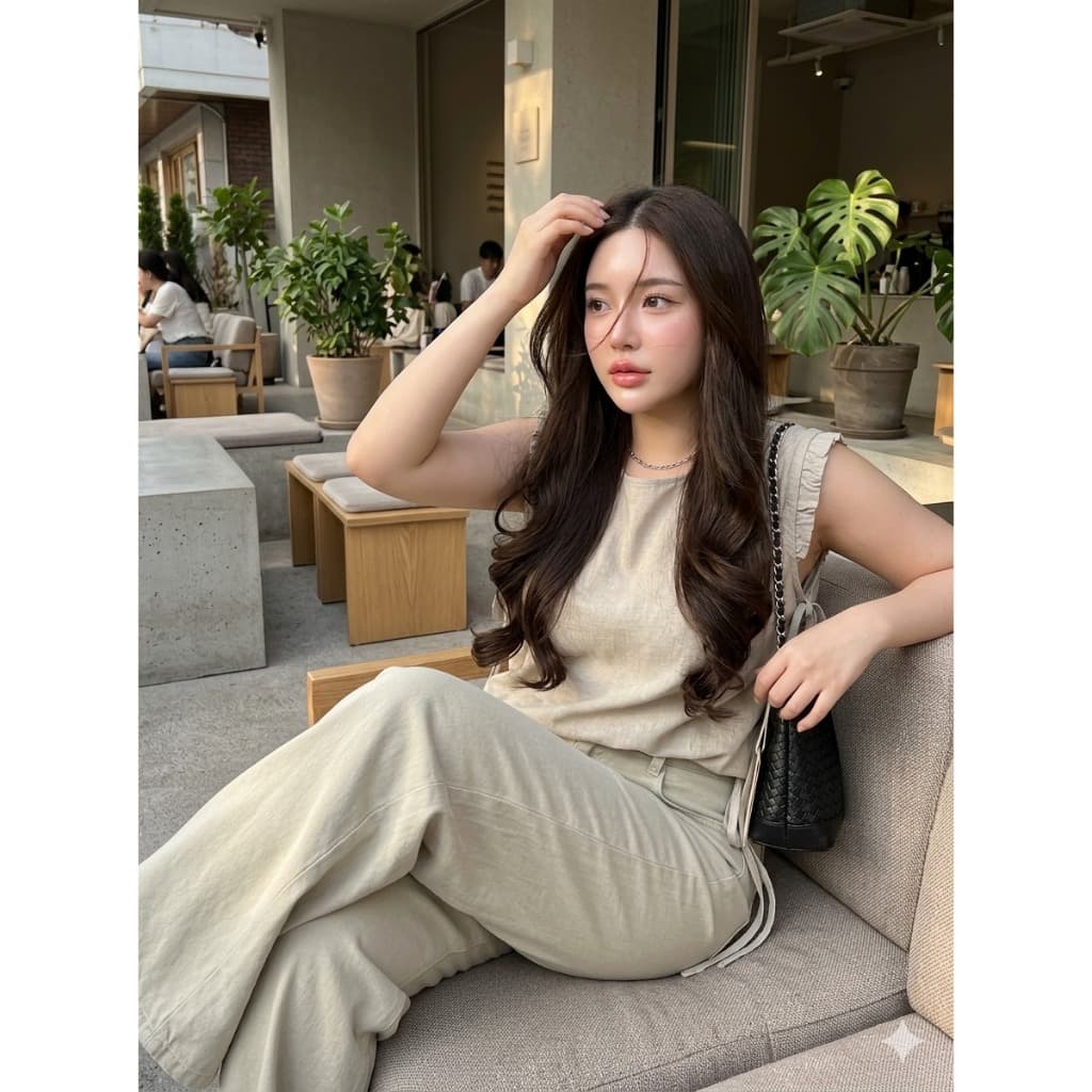 B684 เสื้อแขนกุดผูกข้าง ลุคมินิมอลดูแพง ตัวนี้คือ เรียบแต่ดูดีมาก รูปที่ 8