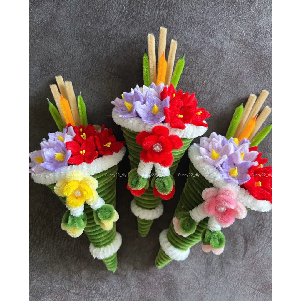กรวยไหว้ครู ลวดกำมะหยี่DIY รูปที่ 4
