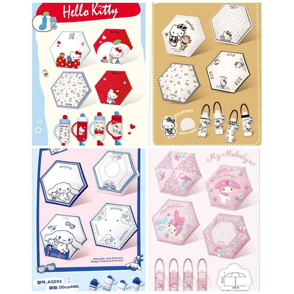 ร่มกางมือ แบบ 5 ตอน Sanrio สินค้าลิขสิทธิ์แท้ มีเคลือบกัน UV กันแดดกันฝน ขนาดเล็ก น้ำหนักเบา ราคา 329 บาท รูปที่ 1