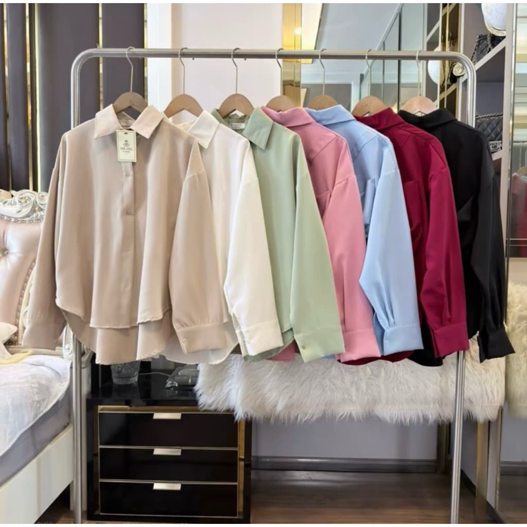 เสื้อเชิ้ตแขนยาว !! ผูกโบว์หลัง สีสดใส Over size รูปที่ 2