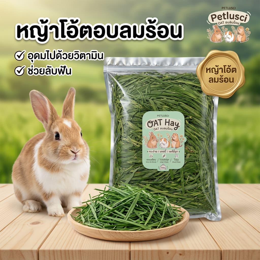 หญ้าโอ้ตอบลมร้อน Oat Hay 250g คัดเกรดพรีเมี่ยม หอมเขียวนุ่มแสนอร่อยมีวิตามินเอสูง อาหารสัตว์เล็ก รูปที่ 1