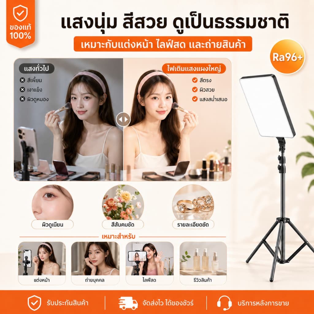 24นิ้ว ไฟสตูดิโอ ไฟไลฟ์สด ไฟถ่ายภาพ LED Light พร้อมรีโหมด ไฟถ่ายภาพ รีโมทแสงได้ ไฟต่อเนื่อง Studio รูปที่ 2