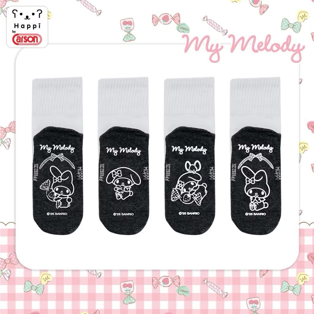 ถุงเท้าลายลิขสิทธิ์ Happi by Carson ลาย Mymelody ข้อสั้นมีกันลื่น รูปที่ 3