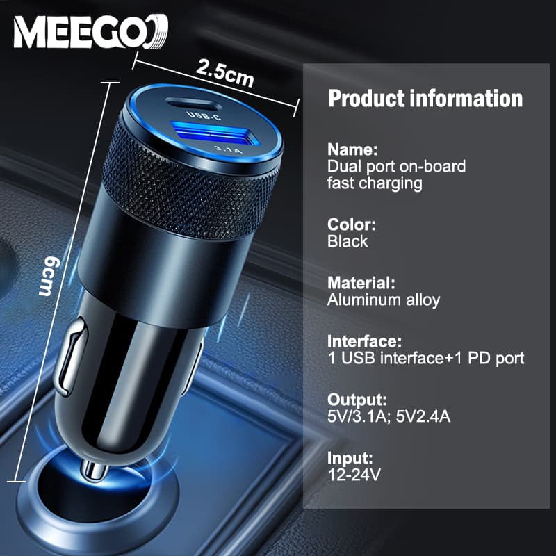 MeeGoo ชาร์จเร็วในรถยนต์ 2พอร์ต หัวชาร์จ12/24V 1USB + พอร์ต 1PD รูปที่ 9