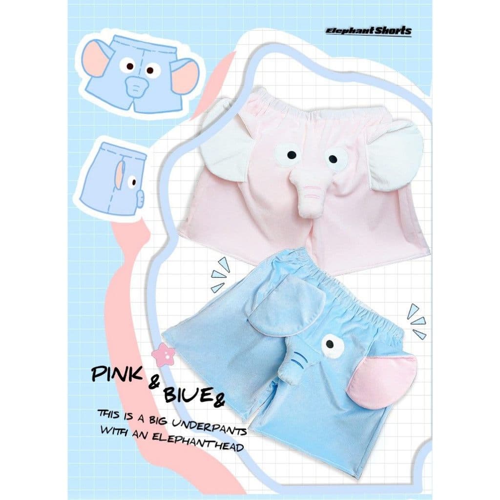 กางเกงขาสั้นใส่บ้านคู่รักยอดฮิต ดีไซน์ช้างบิน3D กดงวงมีเสียงสนุก น่ารักอินเทรนด์สุดฮิต เอวยืดหยุ่นไม่รัดเอว ผ้านุ่มละเอ รูปที่ 8