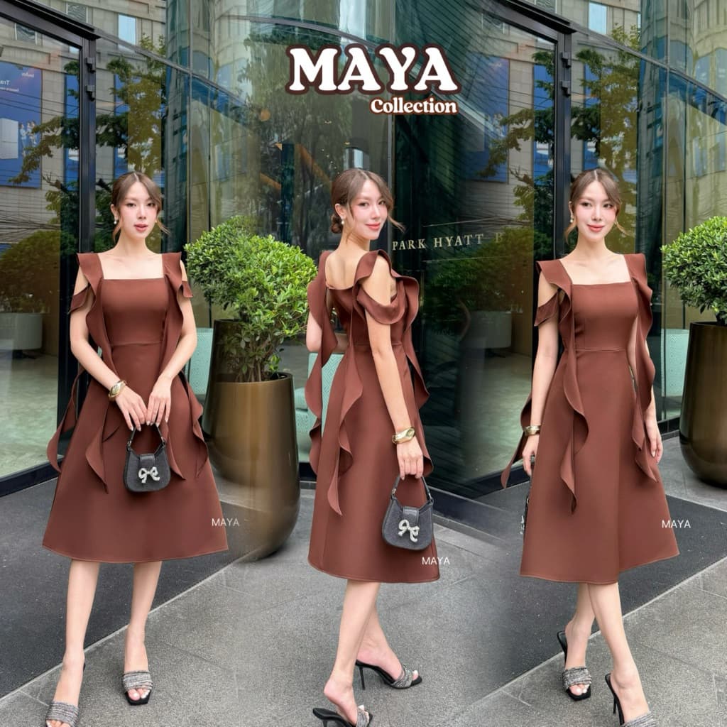 เดรสสั้นไปงาน ชุดไปงาน s-3xlผ้าอัดกาวอยู่ทรงสวย MAYA ดูแพง G153 สะโพกฟรี รูปที่ 8