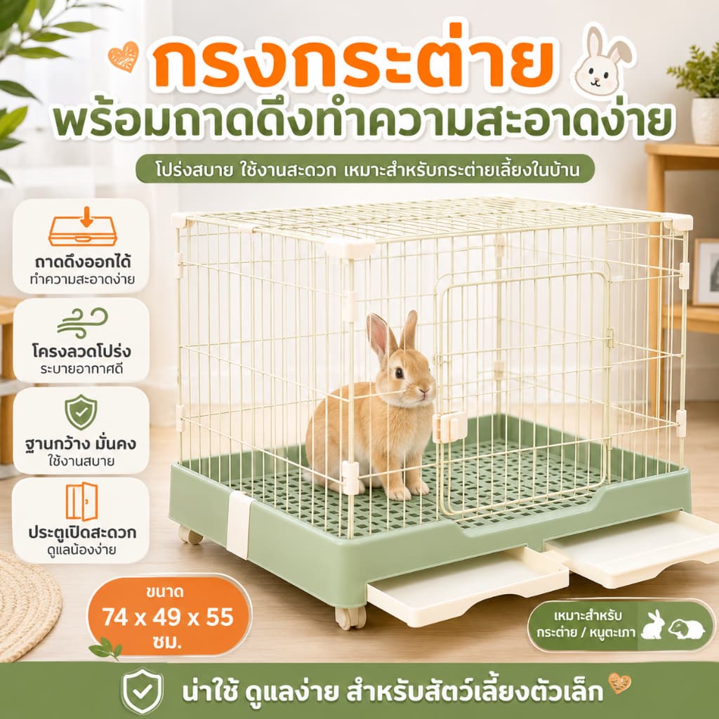 กรงสุนัข กรงสุนัขขนาดใหญ่ กรงสัตว์เลี้ยง คอกกั้นสัตว์เลี้ยง งานพรีเมี่ยม มีล้อเลื้อ กรงกระต่าย กรงกระต่ายขนาดใหญ รูปที่ 1