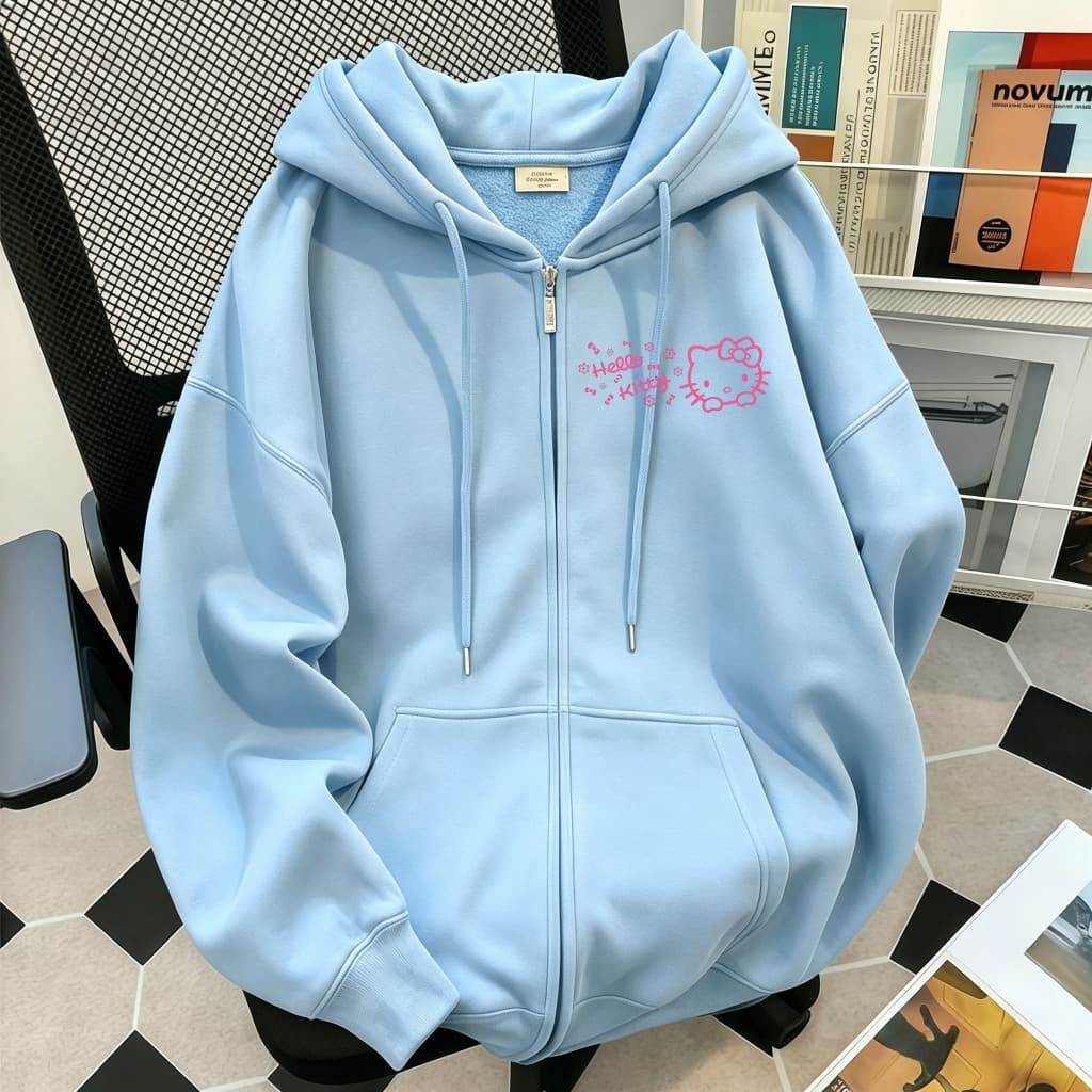 เสื้อเขียวหามีฮู้ด มีหมากแฟชั่น สไตล์เกาหลี Outfits ผู้หญิง Lady Women แขนยาว รูปที่ 8