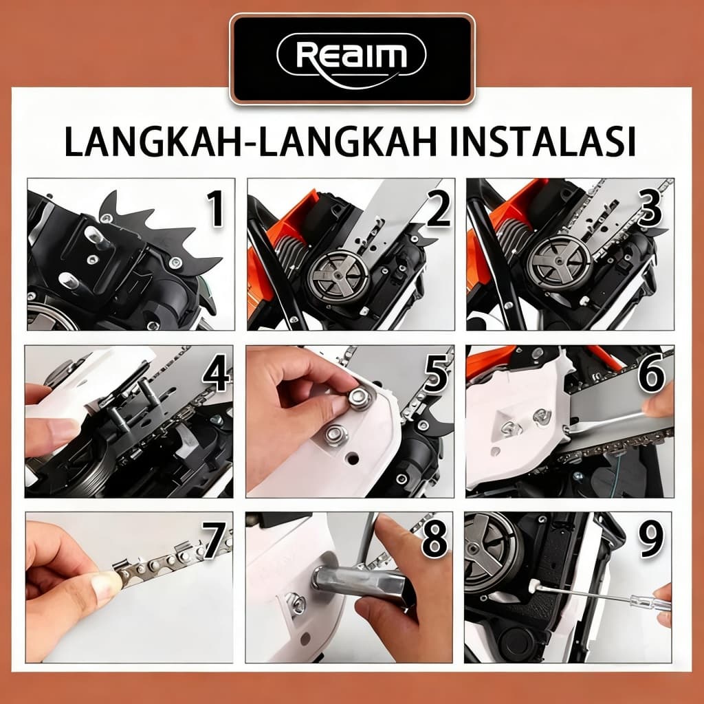 REAIM เลื่อยยนต์ / เลื่อยโซ่ บาร์ 20นิ้ว รุ่น คุณภาพของเยอรมัน ระบบปั๊มมือ- เลื่อยโซ่ยนต์ รูปที่ 6