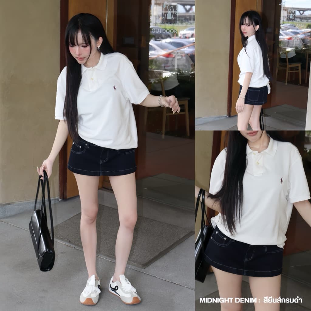 ‼ มีส่งด่วน‼ กระโปรงยีนส์เอวต่ำ ทรงเอวต่ำ Mini skirt จากไทย สำหรับผู้หญิง รูปที่ 6