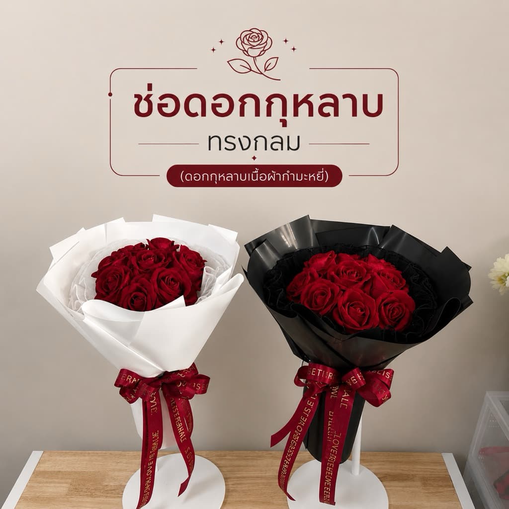 ช่อดอกกุหลาบ *ดอกปลอม* V1จำกัด 1ช่อ/ 1 ออเดอร์ ช่อกุหลาบวาเลนไทน์เขียนการ์ดแจ้งในแชท/หมายเหตุ รูปที่ 1