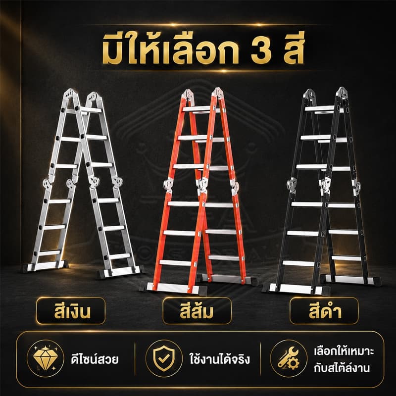 TFA บันไดพับได้ บันไดอลูมิเนียม บันได หนา 6.5 มม รับน้ำหนักได้ 30000KG ยาวทั้งหมด3.8m/4.8m/5.8m รูปที่ 5