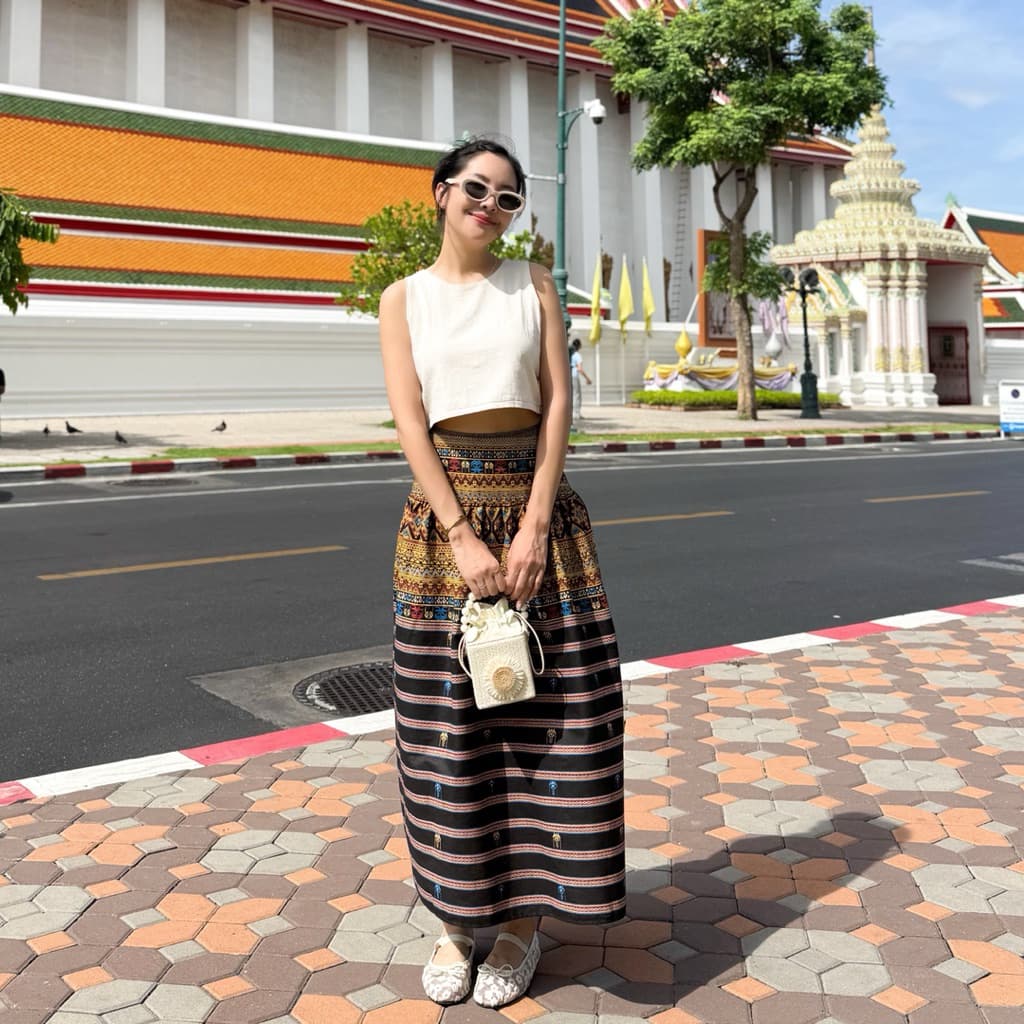 กระโปรง ลายไทยผ้าฝ้ายพิมพ์ลาย รูปที่ 3