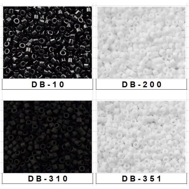 Delica 11/0 สีขาวดำ เม็ดบีด ลูกปัดแก้ว ทรงกระบอก Miyuki Beads รูปที่ 1