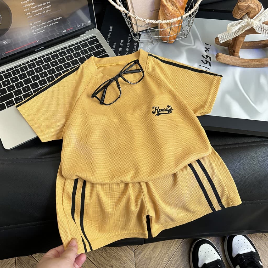 ชุดกีฬาเด็ก ชุดเด็กใส่เล่นในบ้าน ลายแถบ คอกลม ใส่ออกกำลังกาย เด็กชายเด็กหญิงใส่ได้ รูปที่ 5