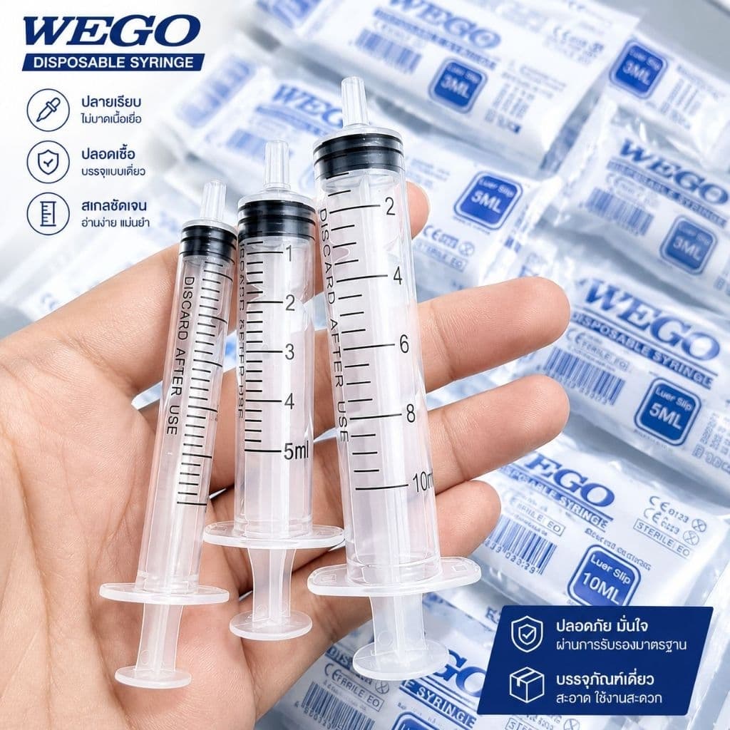 ไซริงค์ ไซริ้ง 3ml, 5ml, 10ml, 20ml Syringe กระบอกฉีดยา ล้างจมูก WEGO รูปที่ 3
