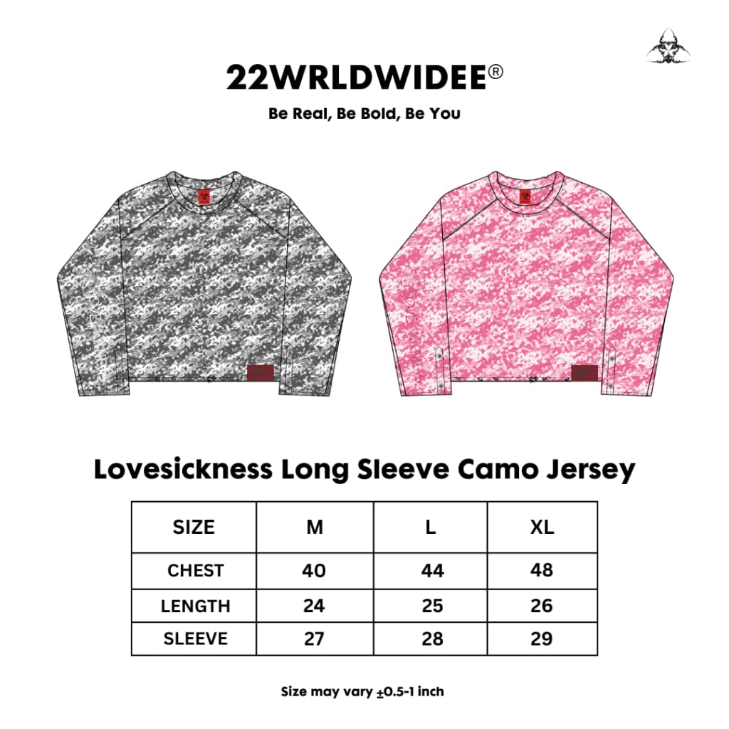 22wrldwidee Lovesickness Long Sleeve Camo Jersey เสื้อcamo waffle ลายโลโกแบรนด์ โครตเฟี้ย รูปที่ 9