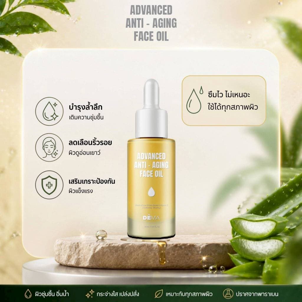ดีม่าออยล์ 1 ขวด Anti-Aging Face Oil ออยล์บำรุงใบหน้า ลดเลือนริ้วรอย เพิ่มความอ่อนเยาว์ รูปที่ 5