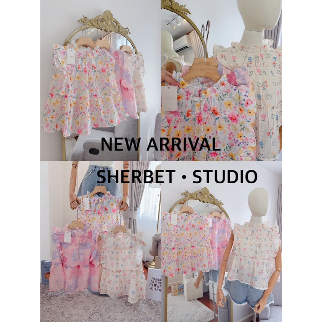 ป้าย Sherbet เสื้อแขนกุดระบาย 2 ชั้นผ้าคอตตอน อก 36 นิ้ว ยาว 21 นิ้ว รูปที่ 3