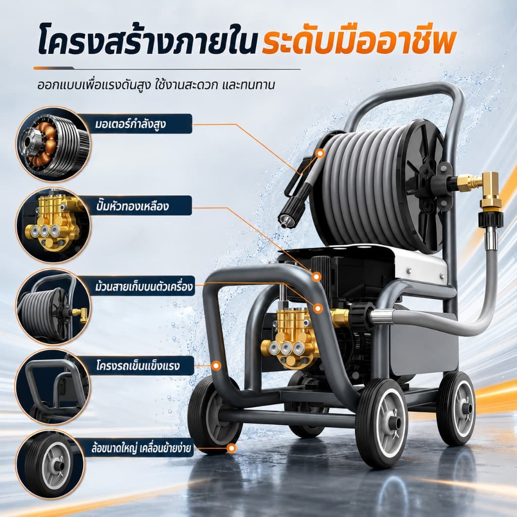 REAIM เครื่องฉีดน้ำแรงดันสูง6800W 3000bar เครื่องฉีดน้ำแรงดันสูงแบบพกพา รูปที่ 8