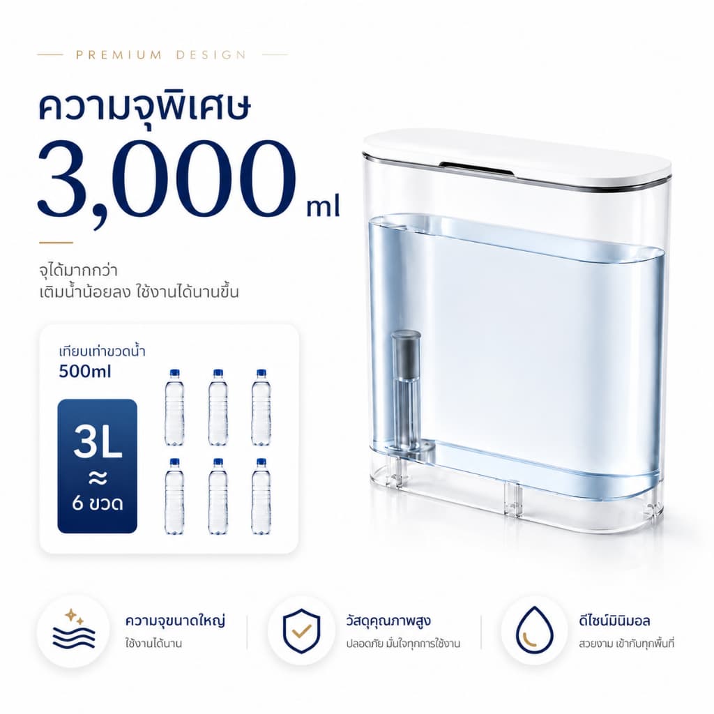Pet Gravity เครื่องให้น้ำอัตโนมัติ เติมน้ำใหม่ตลอด ไม่ใช้ไส้กรอง ความจุ3.5L รูปที่ 7