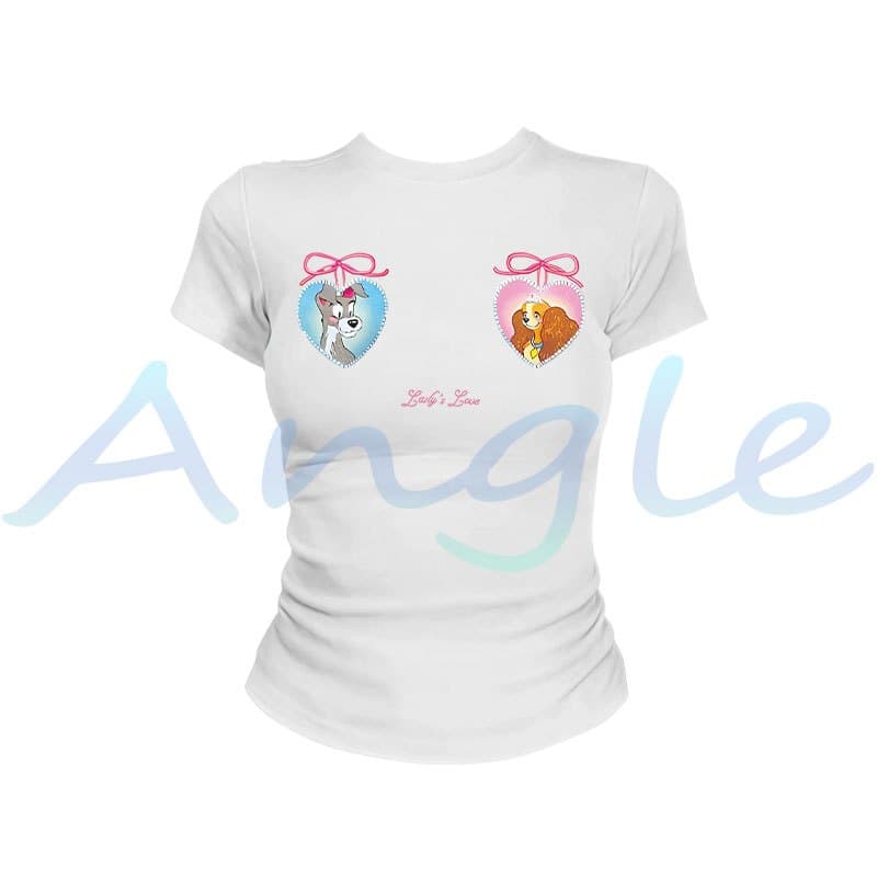 Angle Official เสื้อยืดยืดหยุ่นกระชับผู้หญิง สไตล์หวานน่ารัก แฟชั่นเสื้อผ้าผู้หญิงสไตล์เกาหลี T70 รูปที่ 2
