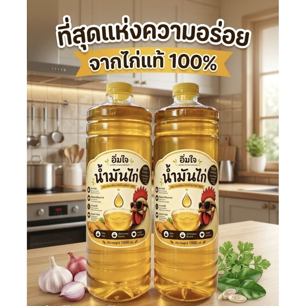 น้ำมันไก่ 100% เจียวใหม่ทุกวัน กลิ่นหอม สะอาด ขนาด 1000 มล. รูปที่ 1