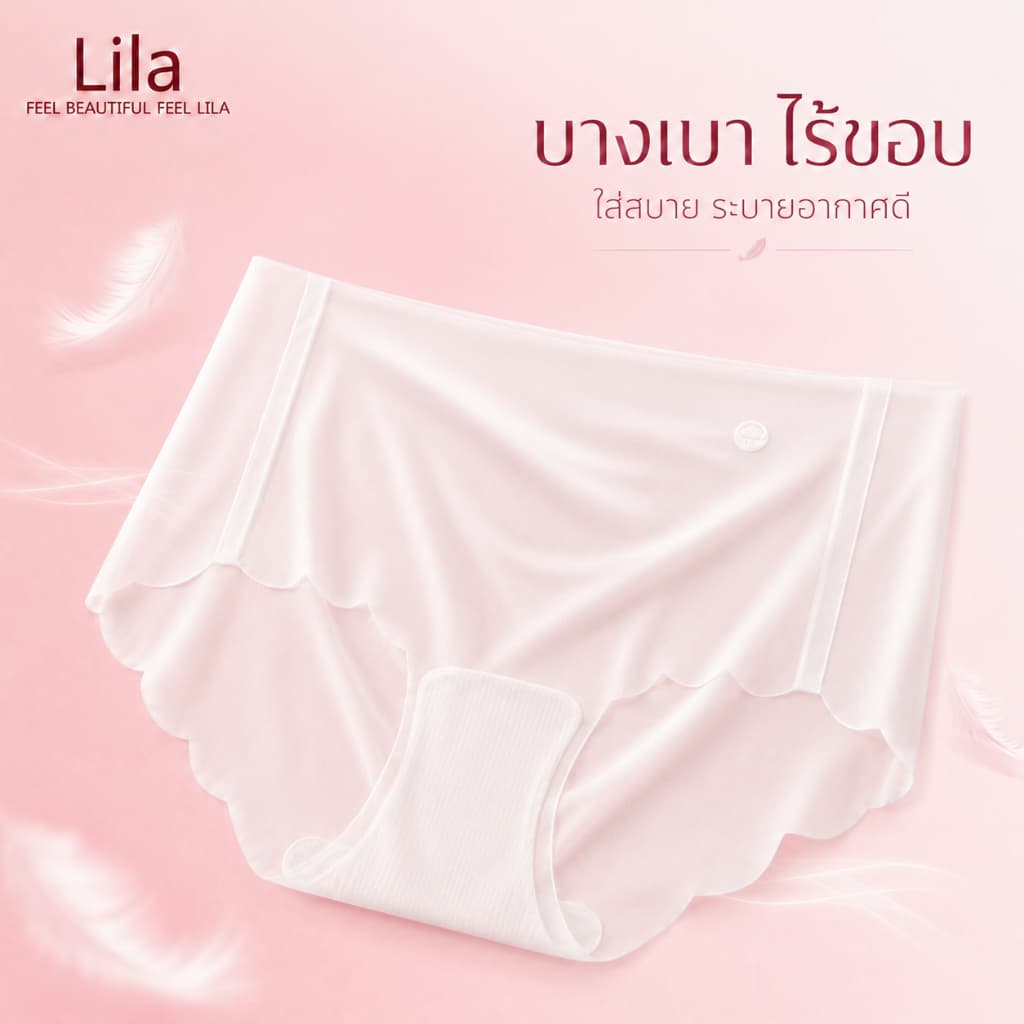 Lila กางเกงในบางเบา กางเกงในผู้หญิง บางเบาไร้รอย ระบายอากาศดี กางเกงในเอวกลาง ไม่อึดอัด ผ้านิ่ม ผ้ายืดหยุ่นดี ไม่อับชื้น รูปที่ 8