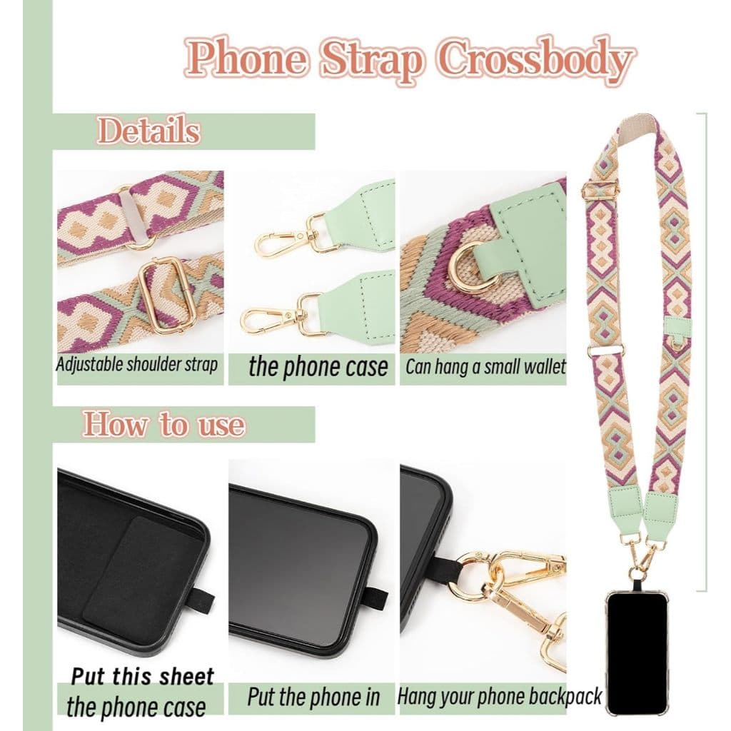 SUPHIAR Phone Strap with Zippered Pouch สายคล้องโทรศัพท์กว้างพร้อมกระเป๋าใส่เหรียญแบบสะพายข้าง รูปที่ 6