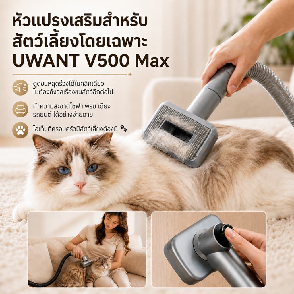 ชุดอัปเกรดสำหรับบ้านที่มีสัตว์เลี้ยง เครื่องดูดฝุ่นไร้สาย ดูดขนสัตว์เลี้ยง 25KPa รับประกัน 2 ปี รูปที่ 2