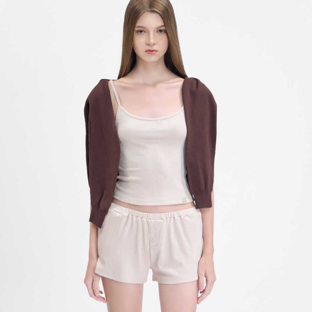 Withit Rib Shorts with Leather Patch กางเกงขาสั้นผ้านุ่ม - BTW35818 รูปที่ 1