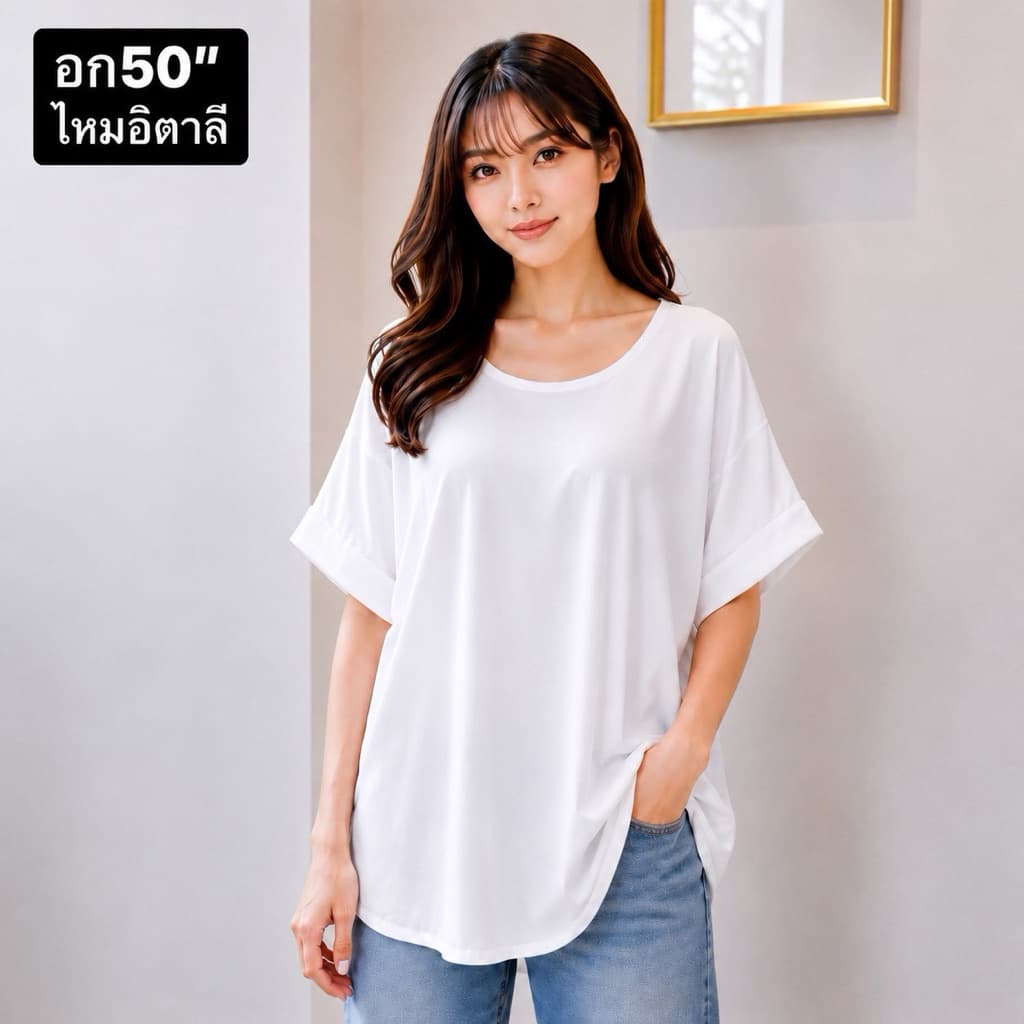 อก50“ คอกลม เสื้อผ้าสาวอวบ ไซส์ใหญ่ รูปที่ 5
