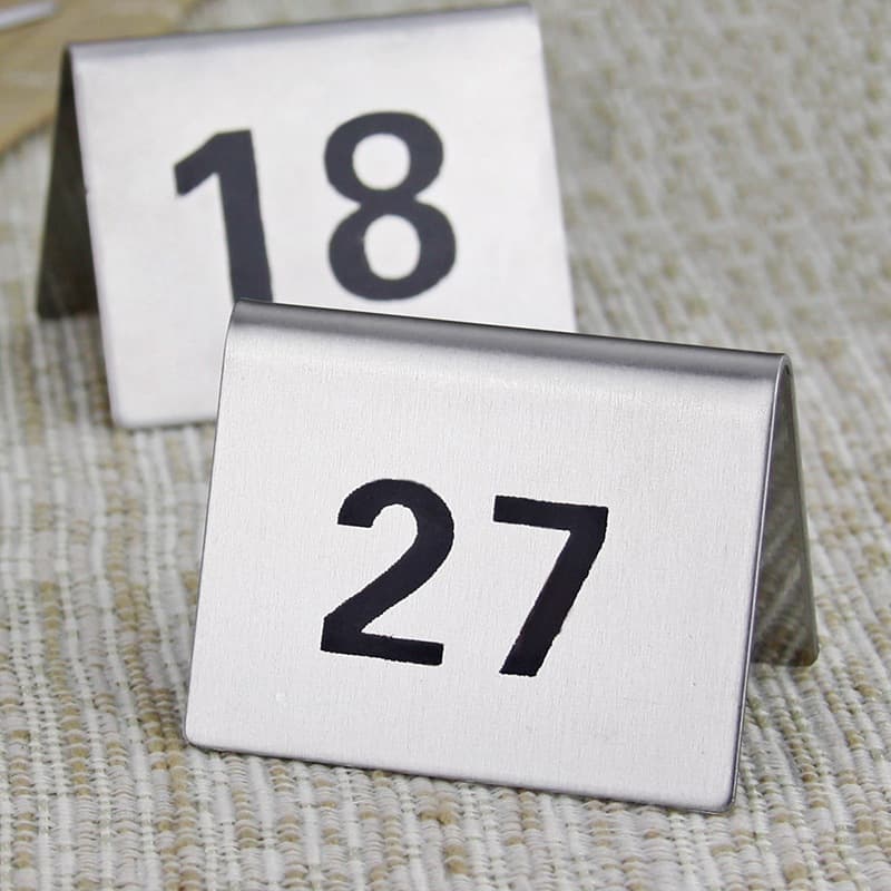 ป้ายหมายเลขโต๊ะสแตนเลส เบอร์โต๊ะ มี10ชิ้น Table Numbers Set 1-20 ป้ายตั้งโต๊ะ ป้ายบอกเลขโต๊ะสแตนเลส รูปที่ 1