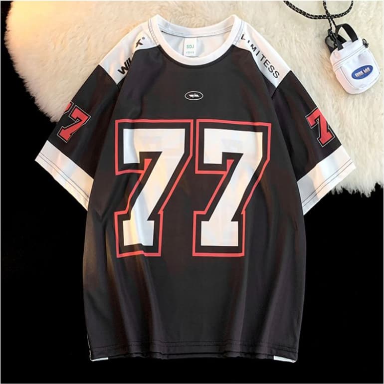 เสื้อทรงสเก็ตผู้หญิง oversize เสื้อผ้าสาวอวบคนอ้วนไซส์ใหญ่ เสื้อโอเวอร์ไซส์เบสบอล วินเทจ กีฬาลําลองทรงหลวมสไตล์เกาหลี รูปที่ 6