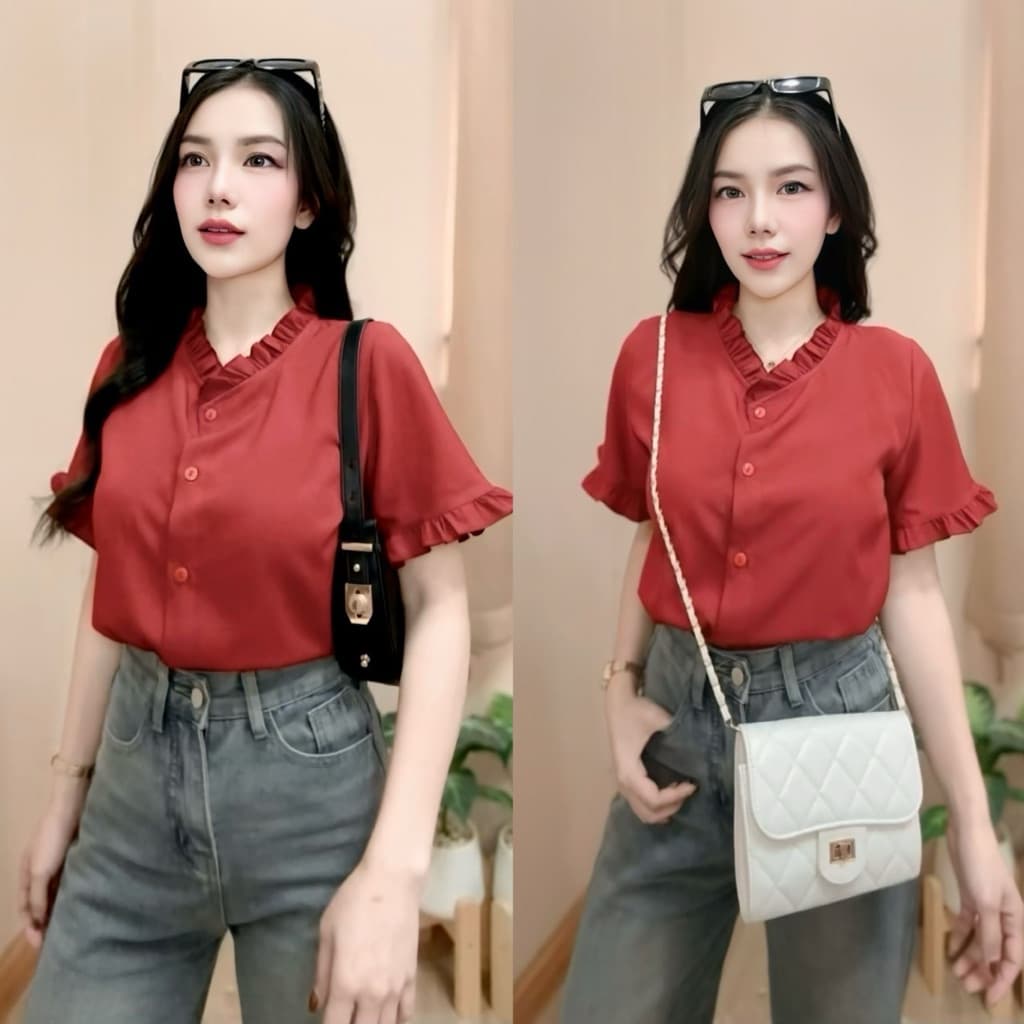 เสื้อคอกลมแต่งระบาย รุ่น Trendy รูปที่ 2
