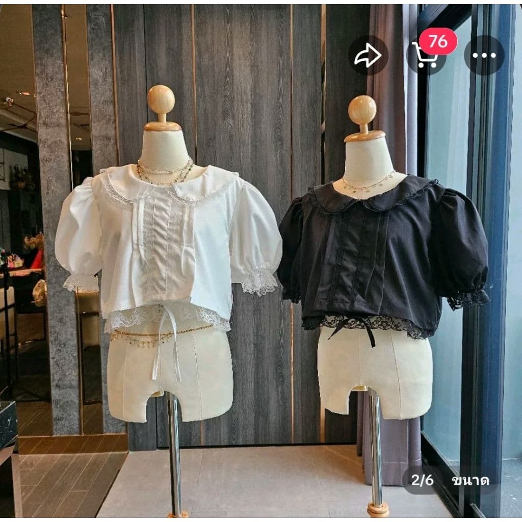 งานป้ายบน love story clothing เสื้อคอบัว เอวลอย เอวจั้มรูดปรับได้ รูปที่ 5