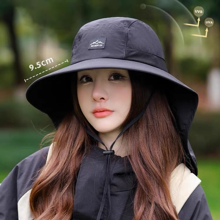 หมวกกันแดด หมวกบักเก็ตเดินป่า หมวกกันแดด ตั้งแคมป์ ปีนเขา มีสายคล้องคอ ปีกกว้าง NO:M41 รูปที่ 3