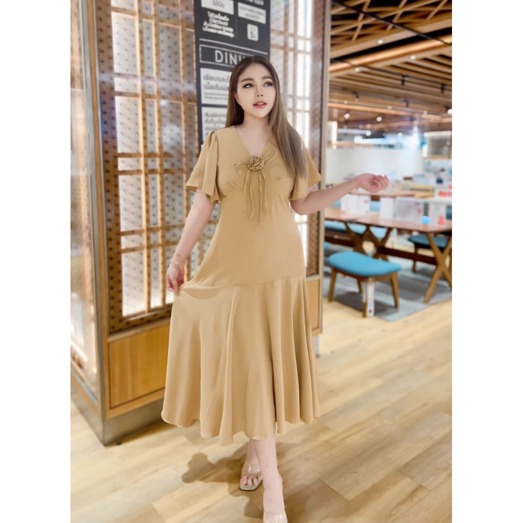 Recommendเดรสยาวหางปลาผ้ามาเบลล่างานเกรดIGอกแต่งดอกไม้สีพาสเทลหวานละมุนน่ารัก Floradress mermaid #Maisie shop รูปที่ 5
