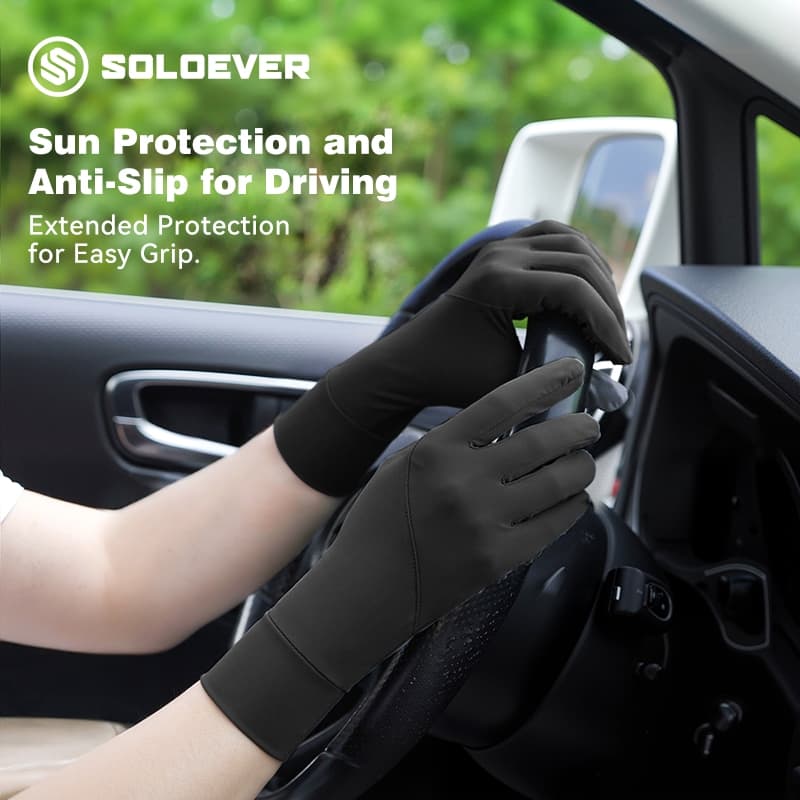 SOLOEVER Cycling gloves UPF 50+ ป้องกันรังสียูวี Women's ถุงมือขับรถหน้าจอสัมผัสแบบตาข่ายสำหรับป้องกันแสงแดด รูปที่ 9