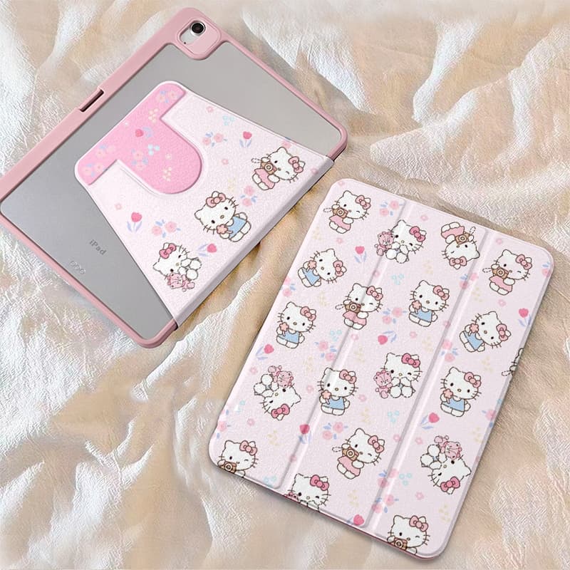 เคสiPadหมุน 360° Hellokitty Gen11/10 Air7/6 13 Gen12 Pro11 flower เคสไอแพด Air5 Gen6 Mini7 รูปที่ 4