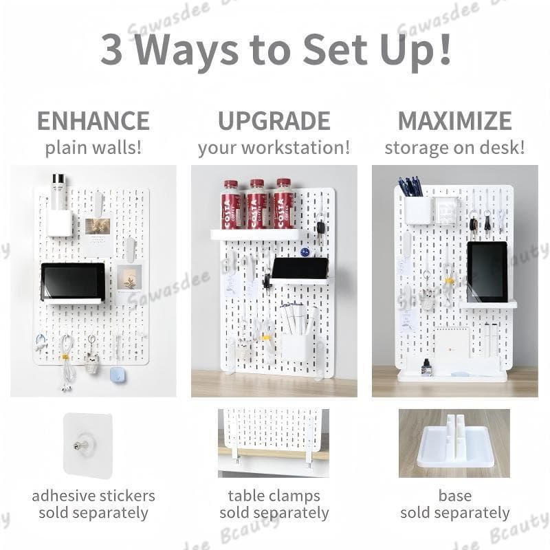 ผ่นวางของติดผนัง กระดานแขวนของ Pegboard แผ่นใหญ่ วางของมากขึ้น แผ่นวางของติดผนัง กระดานแขวนของ DIY pegboard รูปที่ 6
