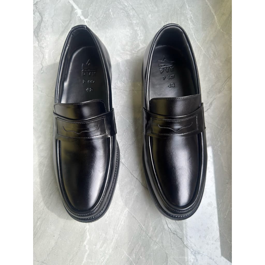 New PVK Black Leather Penny Loafer หนังวัวแท้ 100% สีดำ นุ่มใส่สบาย หน้าเท้ากว้างใส่ได้ มีไซส์ใหญ่ เปลี่ยนไซส์ได้ รูปที่ 7
