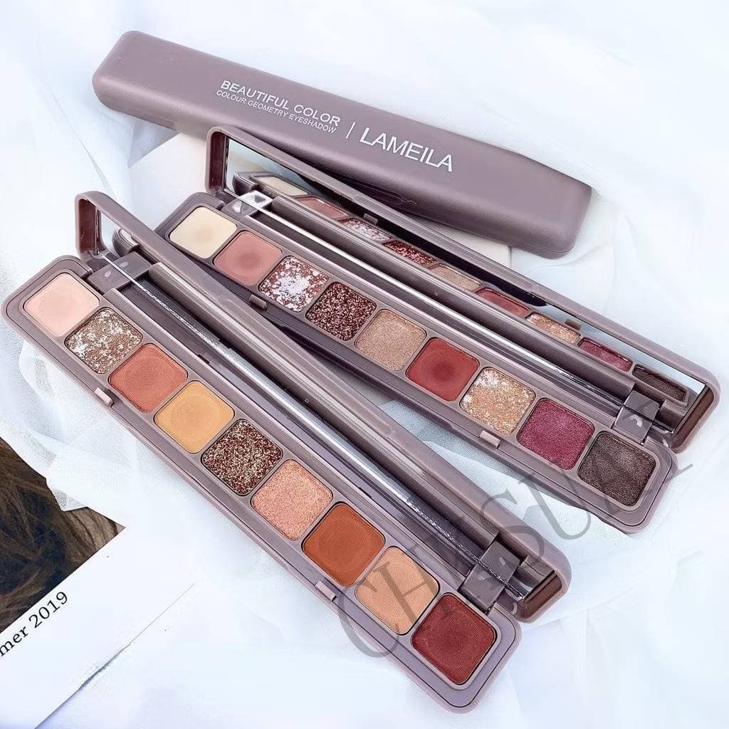 C.18..LAMEILA พาเลทยาว อายแชโดว์ 9 สี เนื้อดินน้ำมัน สีสวย ติดทน กันน้ำ เนื้อกลิต​เตอร์​ รูปที่ 6
